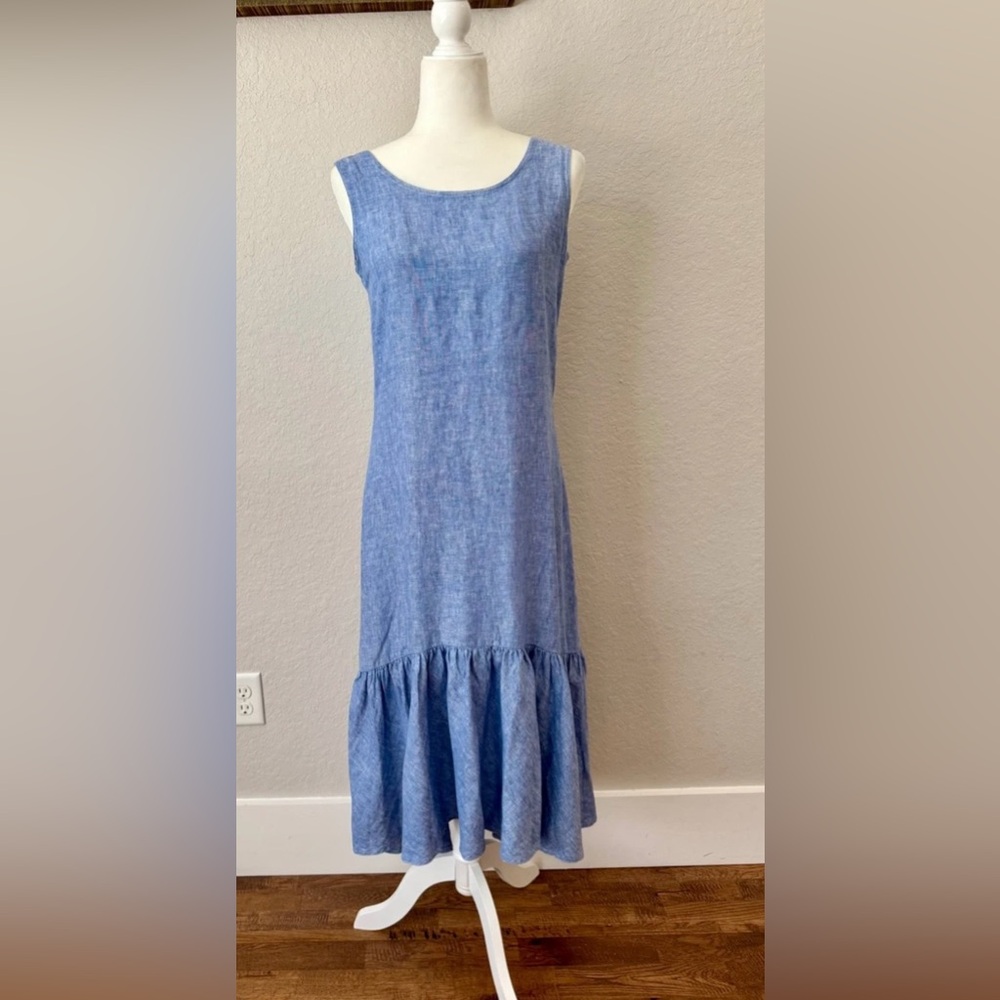 Polo Ralph Lauren Shelly Linen Maxi Drop Dress Tank Ruffle Women's Size XS K